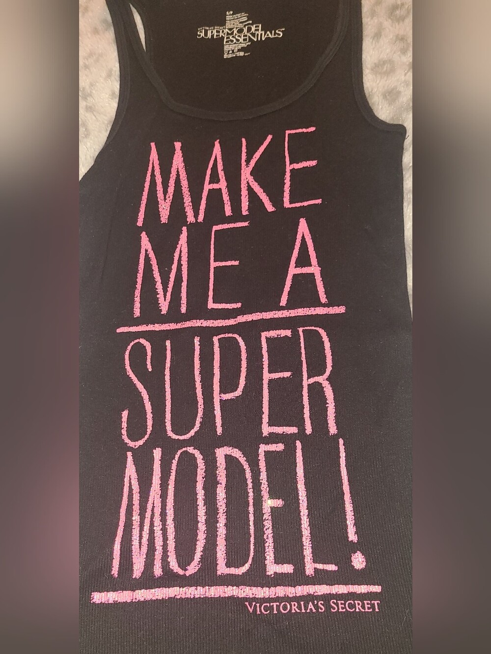 Victoria's Secret NWOT Small Supermodel Essentials Black Tank - Picture 3 of 5